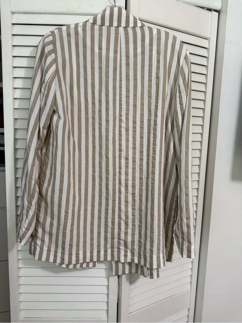 Zara Double Breasted blazer tan and white stripes lightweight size small - Picture 4 of 8